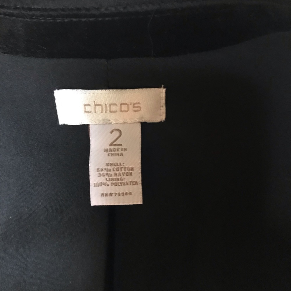 Chico’s classic one button velvet blazer Sz 2 - Picture 3 of 7